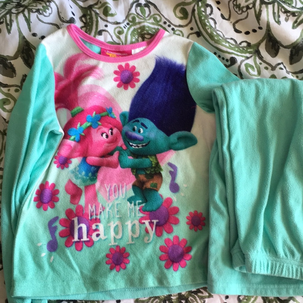 Light Blue Trolls Fleece Pajamas 4/5